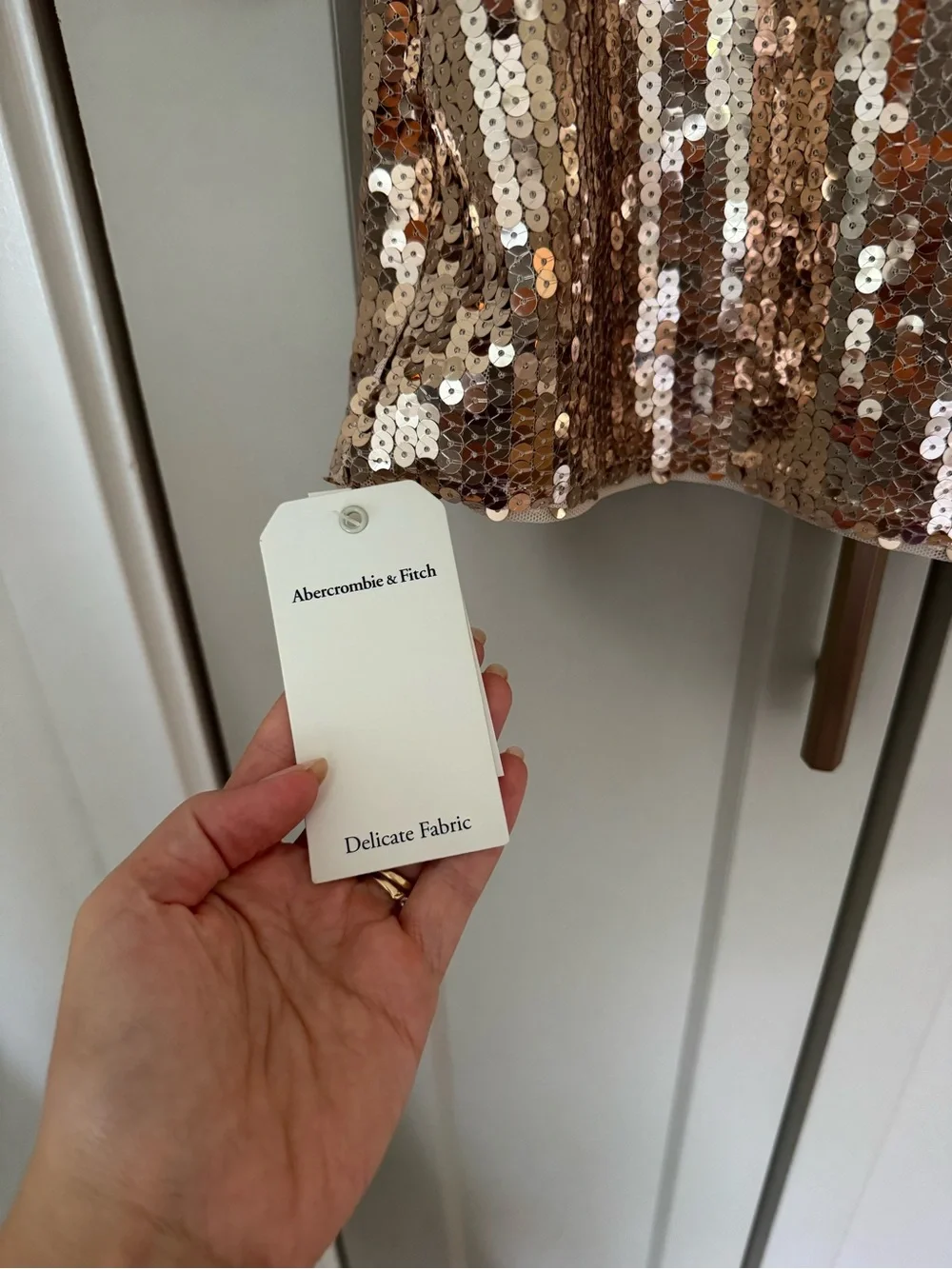 Abercrombie & Fitch Gold Sequin Long Sleeve Mini Dress